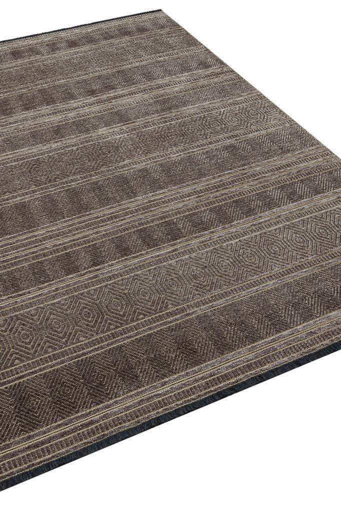 Gloria Jute Scandinavian Patterned Brown Kilim Rug 4005