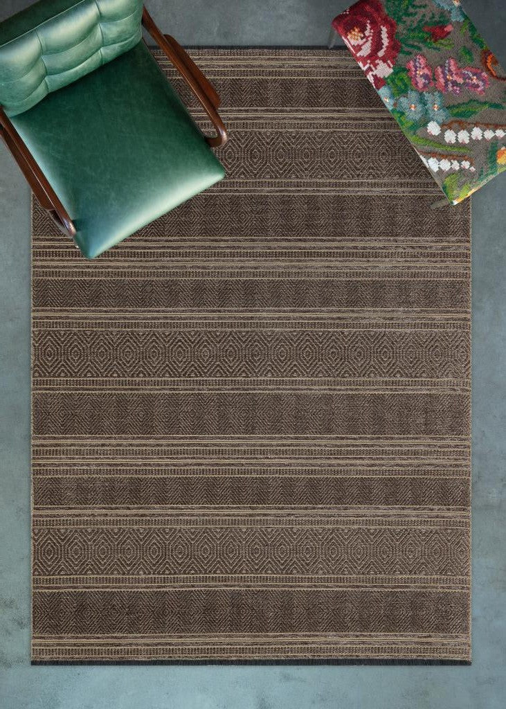 Gloria Jute Scandinavian Patterned Brown Kilim Rug 4005
