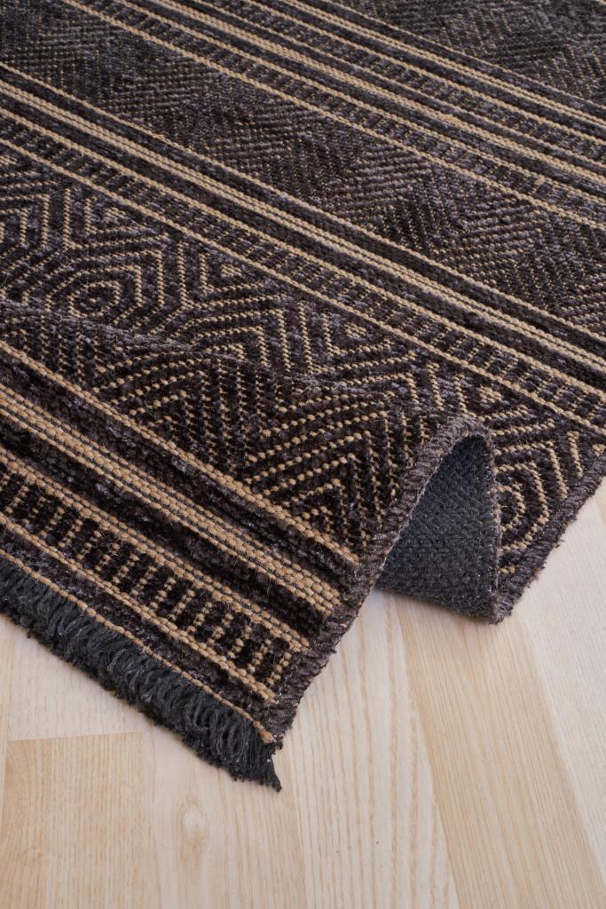 Gloria Jute Scandinavian Patterned Grey Kilim Rug 4004