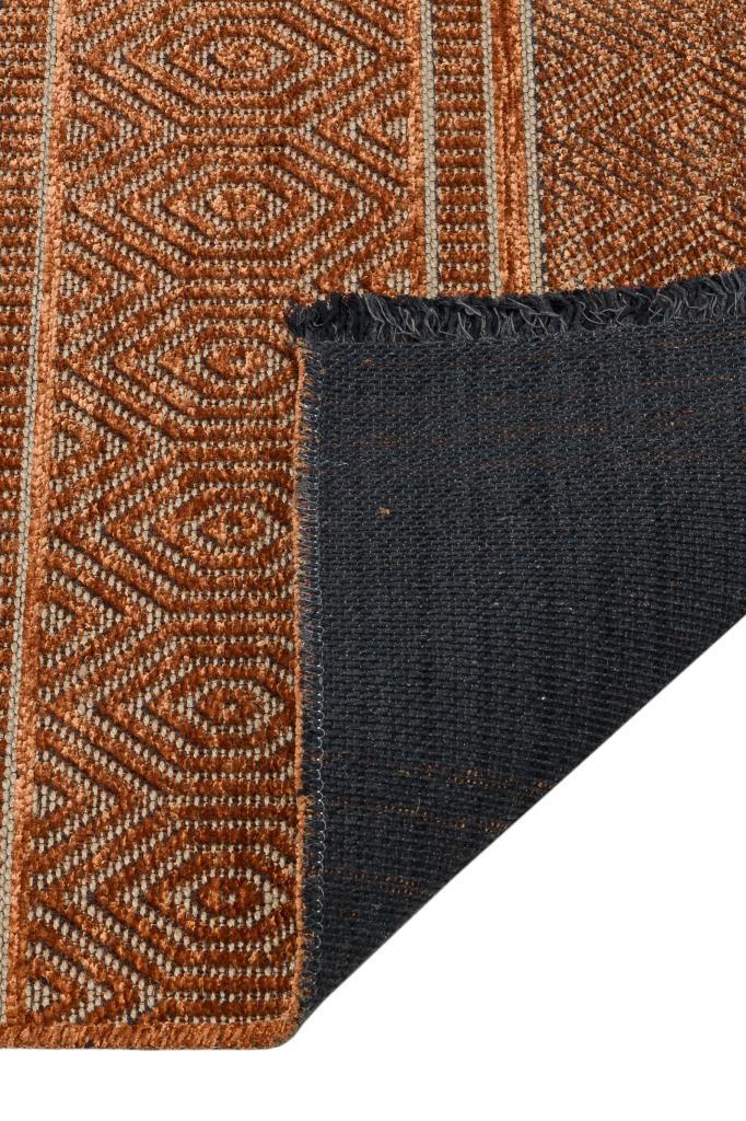 Gloria Jute Scandinavian Patterned Terracota Kilim Rug 4006
