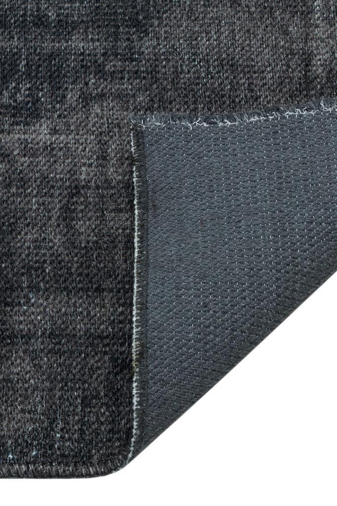 Gravity Gray Thin Rug With Washable Fringes 2308