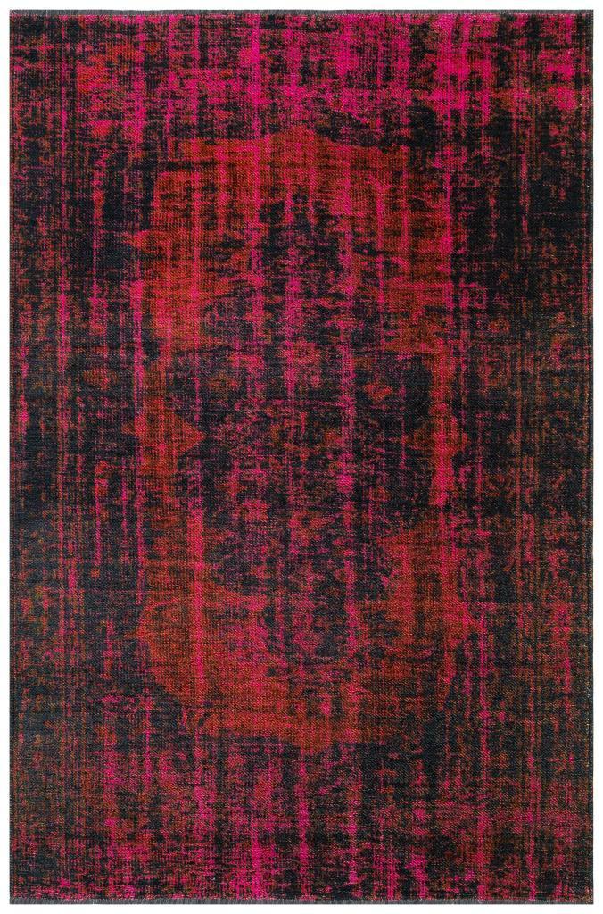 Gravity Red Thin Rug With Washable Fringes 2307