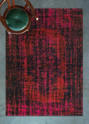 Gravity Red Thin Rug With Washable Fringes 2307