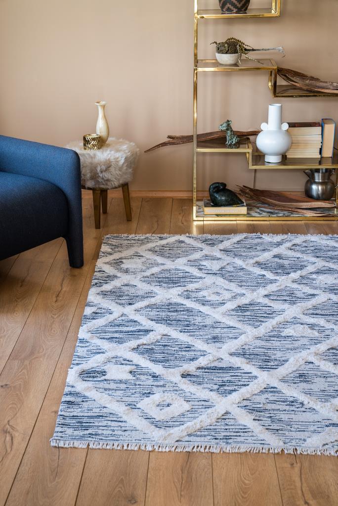 Habitat Blue Scandinavian Patterned Shaggy Cotton Children&#39;s Rug 7621