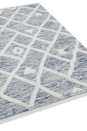 Habitat Blue Scandinavian Patterned Shaggy Cotton Children's Rug 7621