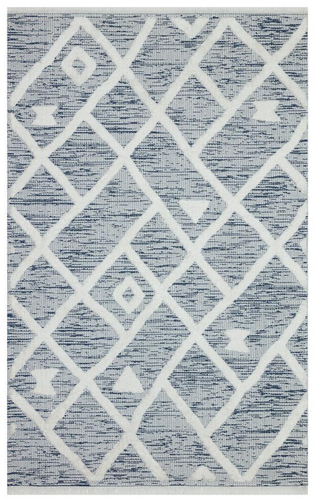 Habitat Blue Scandinavian Patterned Shaggy Cotton Children&#39;s Rug 7621