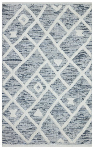 Habitat Blue Scandinavian Patterned Shaggy Cotton Children's Rug 7621