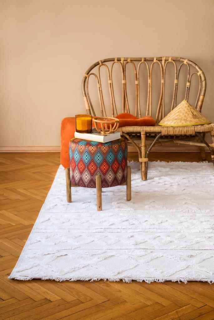 Habitat Ecru Scandinavian Patterned Shaggy Cotton Children&#39;s Rug 7601