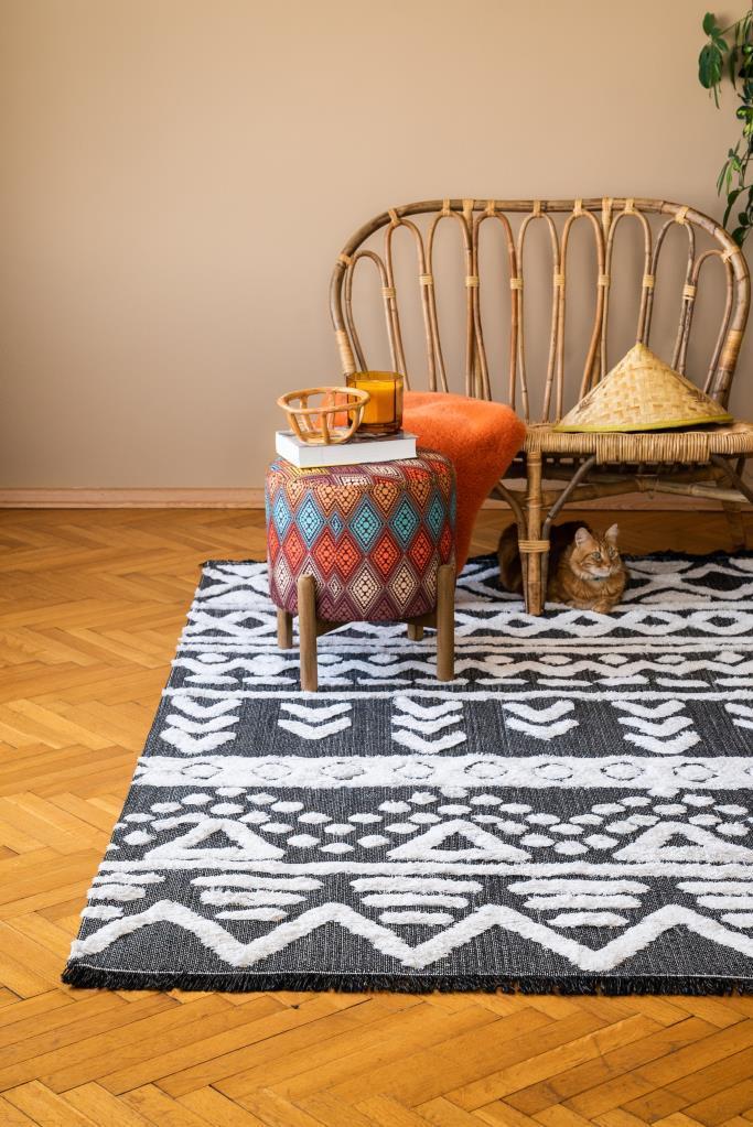 Habitat Grey Scandinavian Patterned Shaggy Cotton Children&#39;s Rug 7602