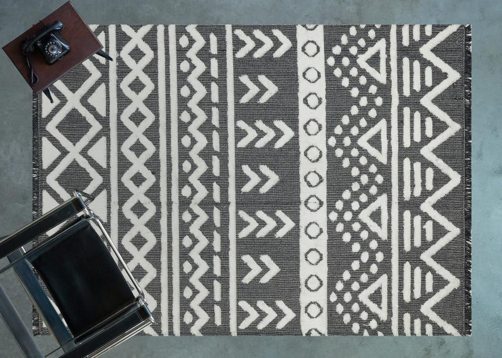 Habitat Grey Scandinavian Patterned Shaggy Cotton Children&#39;s Rug 7602