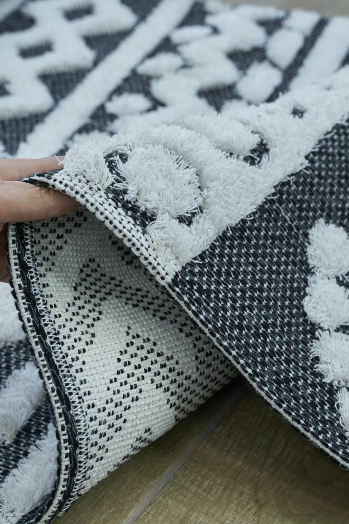 Habitat Grey Scandinavian Patterned Shaggy Cotton Children&#39;s Rug 7602