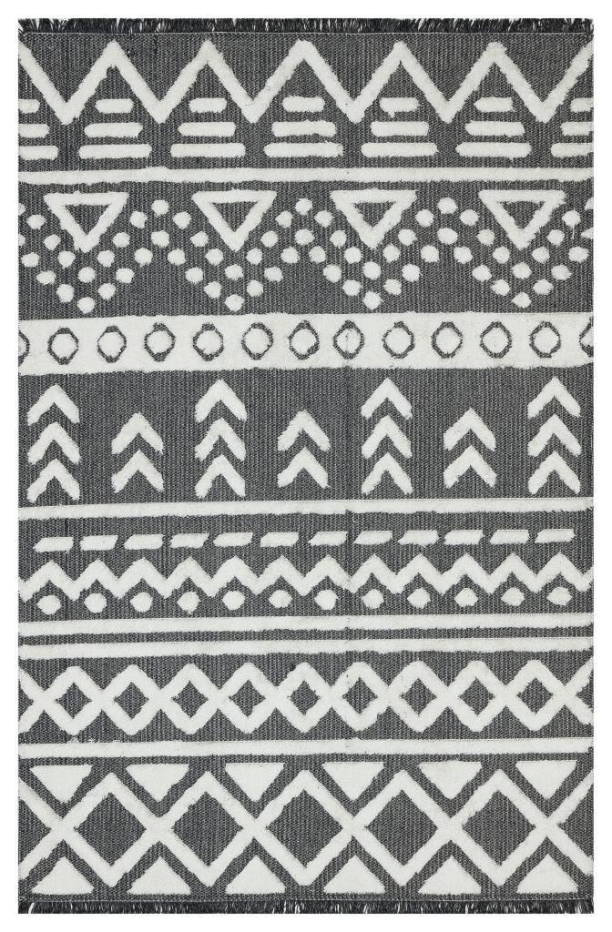 Habitat Grey Scandinavian Patterned Shaggy Cotton Children&#39;s Rug 7602