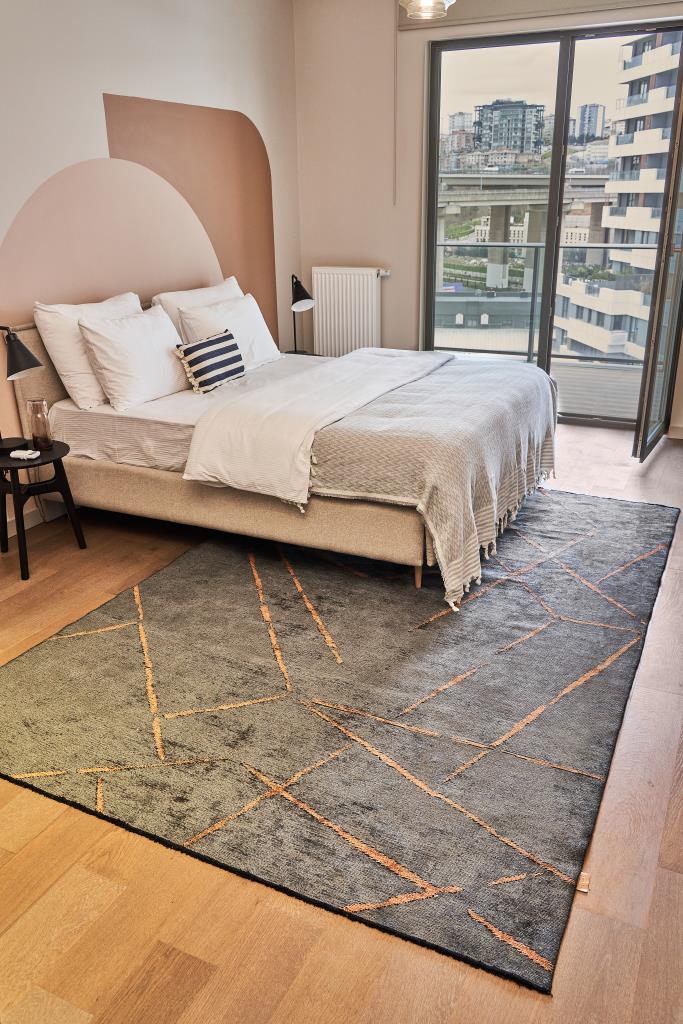 Hare Premium Modern Shiny Textured Area Rug 1311