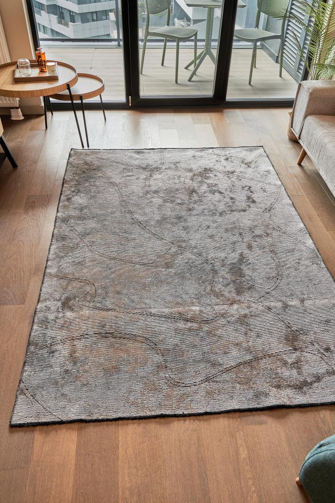 Hare Premium Modern Shiny Textured Area Rug 1322