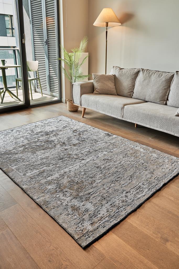 Hare Premium Modern Shiny Textured Area Rug 1331