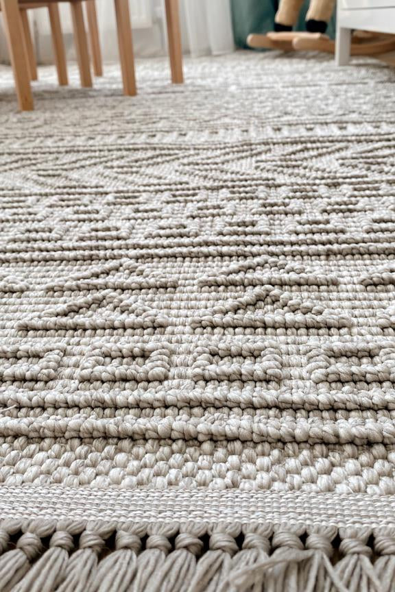 Havana Scandinavian and Embossed Patterned Fringed Area Rug 8581