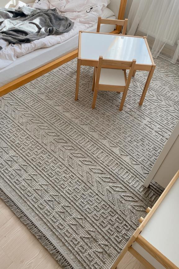 Havana Scandinavian and Embossed Patterned Fringed Area Rug 8581
