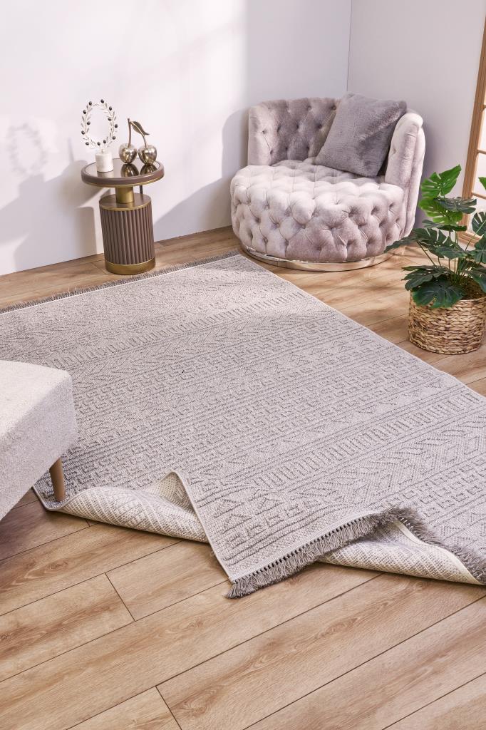 Havana Scandinavian and Embossed Patterned Fringed Area Rug 8581