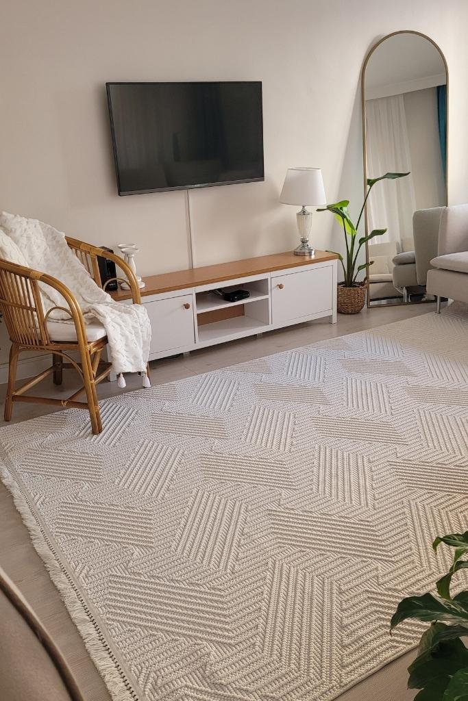 Havana Scandinavian and Embossed Patterned Fringed Area Rug 8591