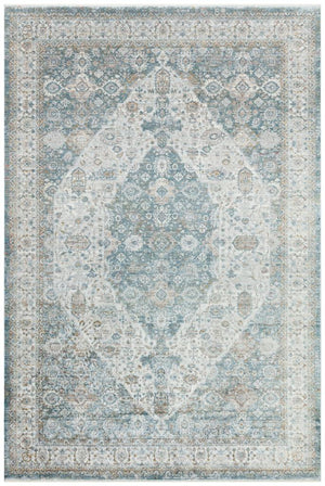 Heriz Bamboo Woven Ethnic Patterned Blue Area Rug 8215