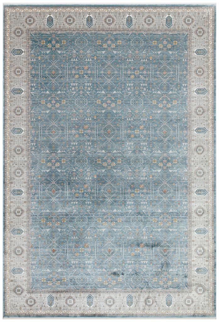 Heriz Bamboo Woven Ethnic Patterned Blue Area Rug 8216