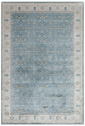 Heriz Bamboo Woven Ethnic Patterned Blue Area Rug 8216