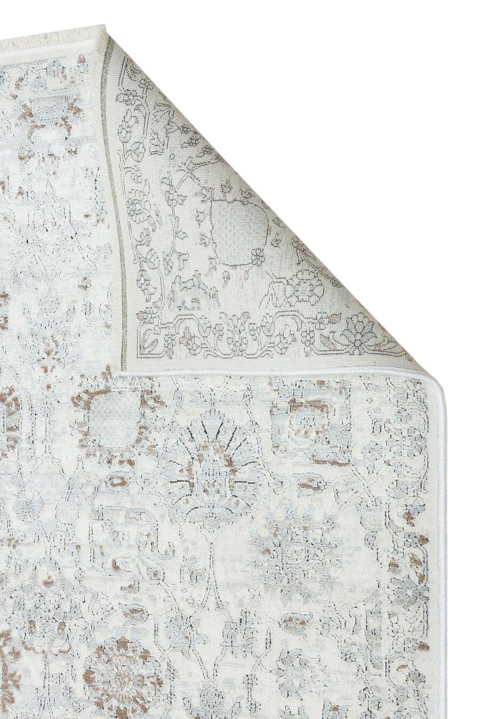 Heriz Bamboo Woven Ethnic Patterned Cream Area Rug 8213