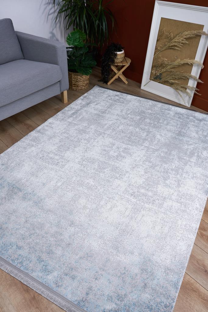 Lucca Washable Thin Blue Kitchen Rug with Non-Slip Base 6006