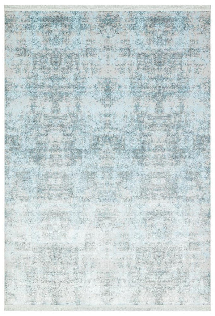 Lucca Washable Thin Blue Kitchen Rug with Non-Slip Base 6006