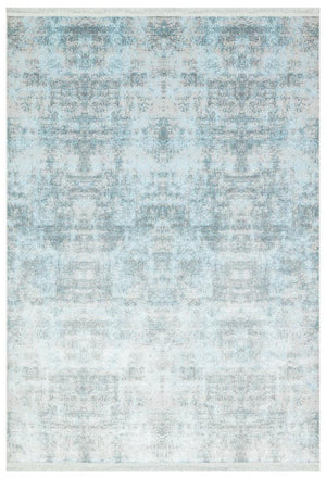 Lucca Washable Thin Blue Kitchen Rug with Non-Slip Base 6006
