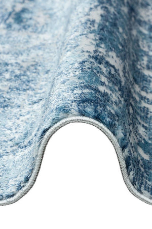 Lucca Washable Thin Blue Kitchen Rug with Non-Slip Base 6043