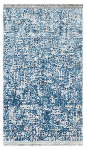 Lucca Washable Thin Blue Kitchen Rug with Non-Slip Base 6043