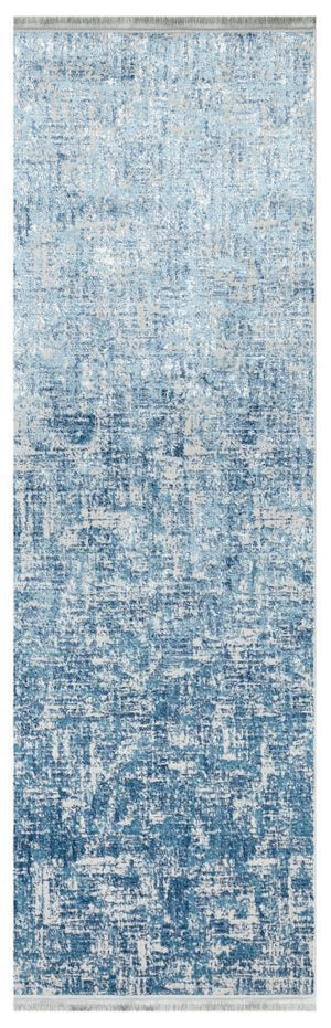 Lucca Washable Thin Blue Kitchen Rug with Non-Slip Base 6043