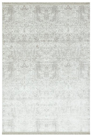 Lucca Washable Thin White Kitchen Rug with Non-Slip Base 6044