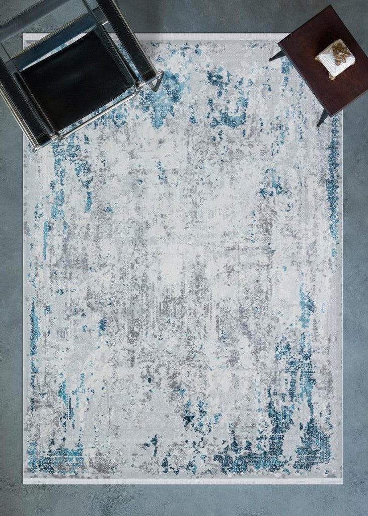 Luxia Modern Pattern Blue Living Room Rug 8612