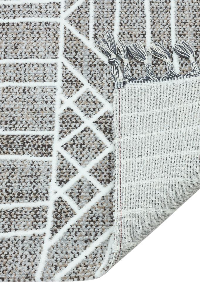 Marakes Scandinavian Patterned Fringed Thin Rug 1602