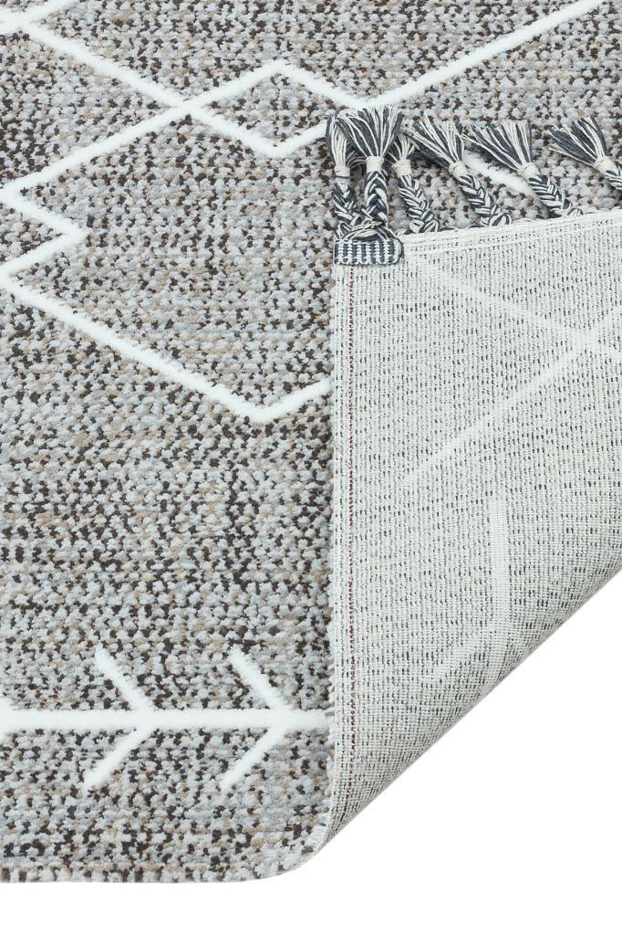 Marakes Scandinavian Patterned Fringed Thin Rug 1603