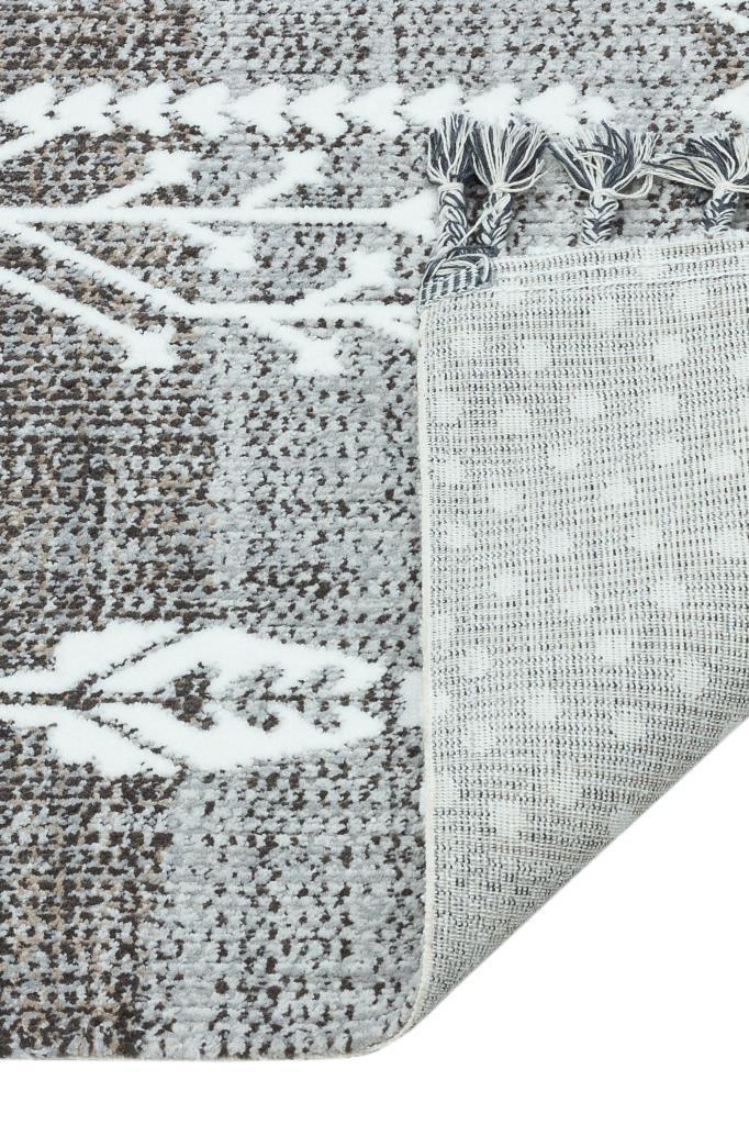 Marakes Scandinavian Patterned Fringed Thin Rug 1606