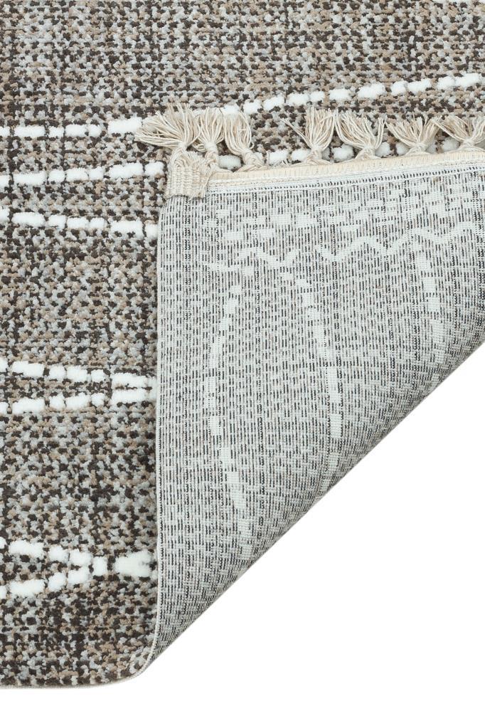 Marakes Scandinavian Patterned Fringed Thin Rug 1608