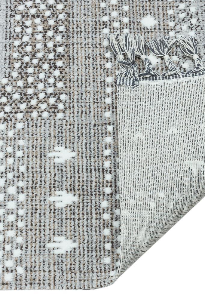 Marakes Scandinavian Patterned Fringed Thin Rug 1612