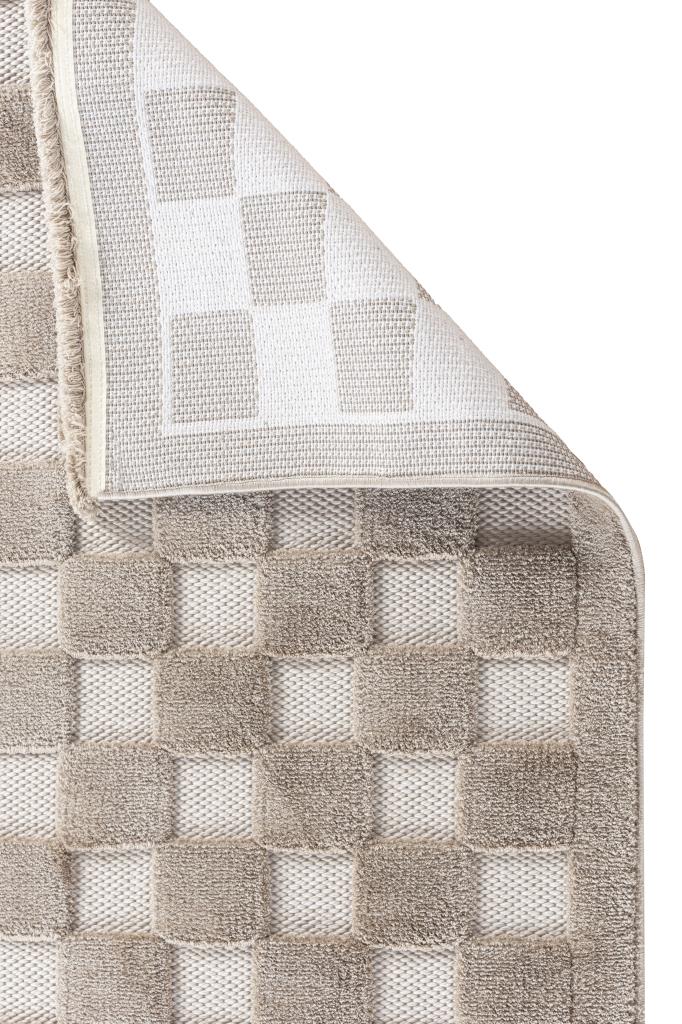 Orion Geometric and Embossed Patterned Beige Area Rug 4212