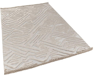 Orion Geometric and Embossed Patterned Beige Area Rug 4222