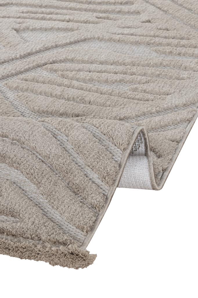 Orion Geometric and Embossed Patterned Beige Area Rug 4222