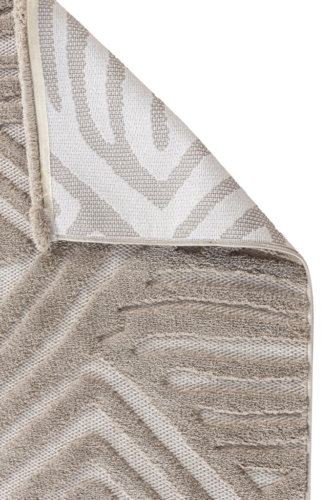 Orion Geometric and Embossed Patterned Beige Area Rug 4222