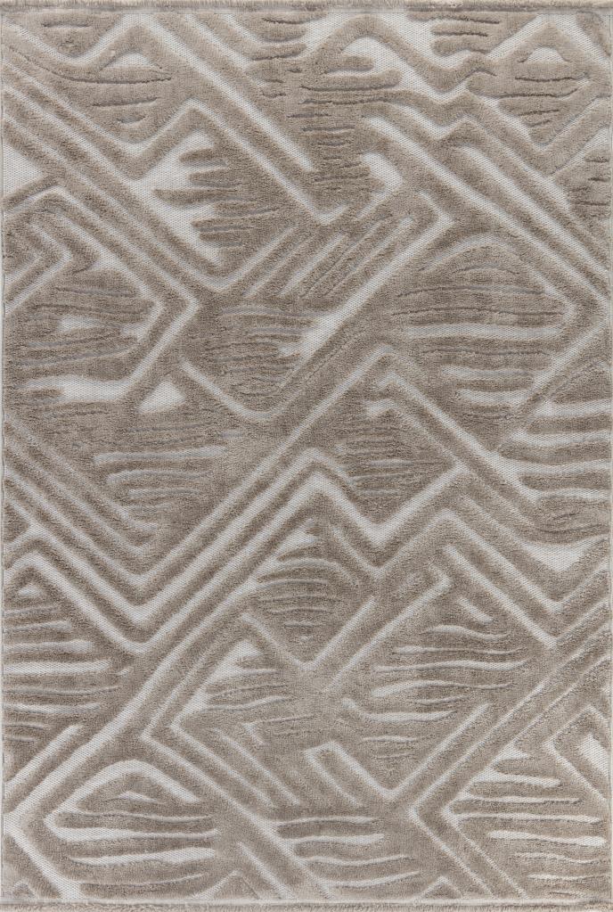 Orion Geometric and Embossed Patterned Beige Area Rug 4222
