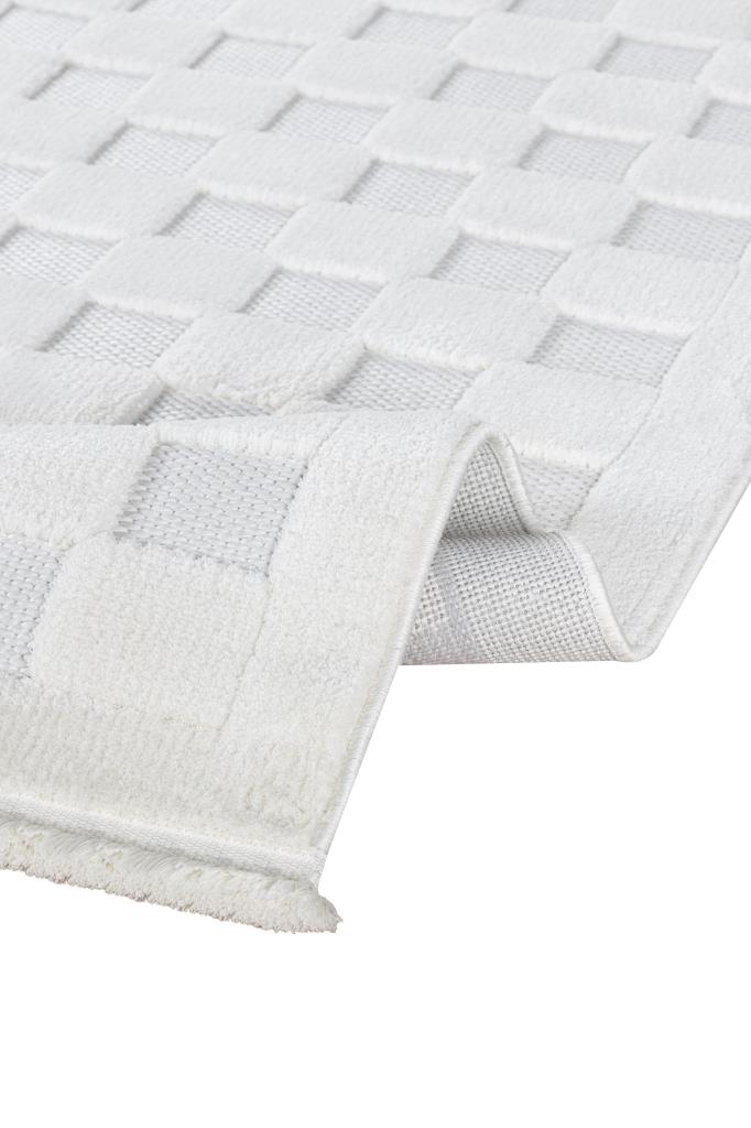 Orion Geometric and Embossed Patterned Cream Area Rug 4211