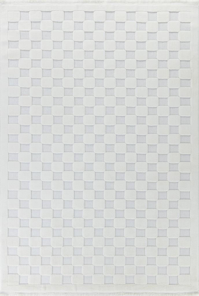 Orion Geometric and Embossed Patterned Cream Area Rug 4211