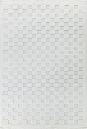 Orion Geometric and Embossed Patterned Cream Area Rug 4211