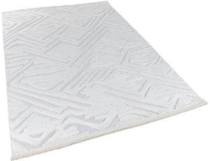 Orion Geometric and Embossed Patterned Cream Area Rug 4221