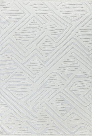 Orion Geometric and Embossed Patterned Cream Area Rug 4221